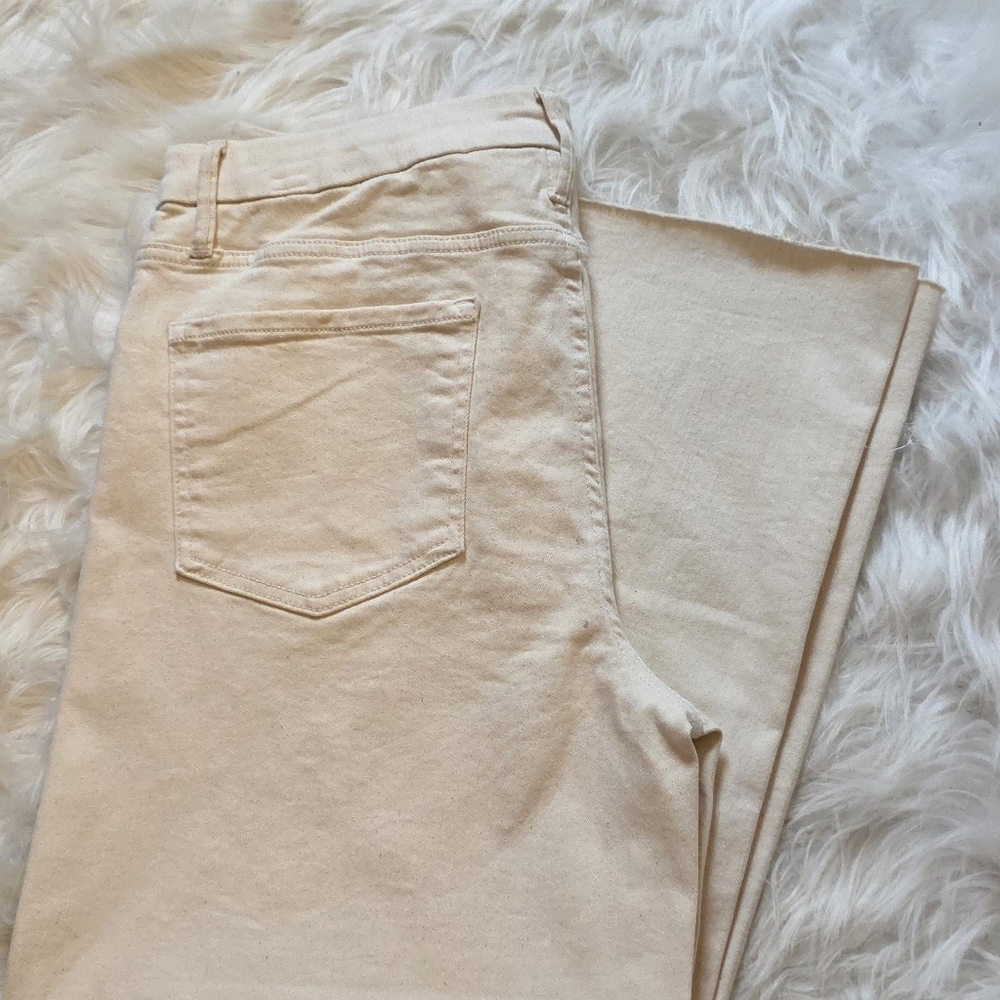 Time and Tru Women's Straight Wide Leg Cream Jeans